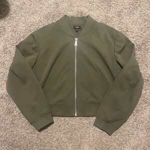 Express Olive Green Bomber Jacket